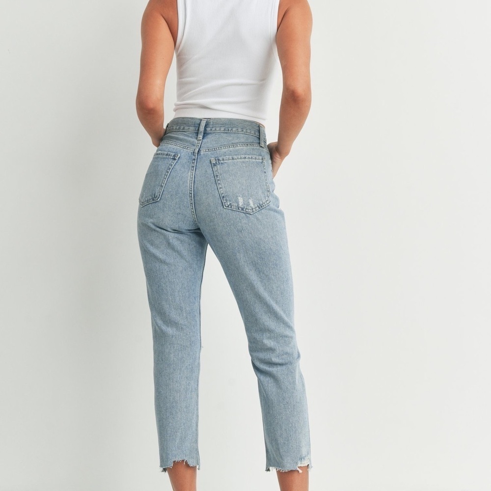 Isa Hip Hugger Crop JBD Women's Light Blue Distressed Jeans - Picture 2 of 2